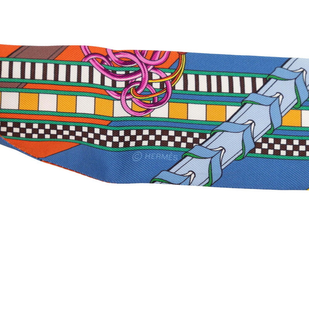 Hermes Twilly Brides et Gris (Horse Bridle and Charm) Scarf/Muffler, Multicol... - Picture 2 of 4